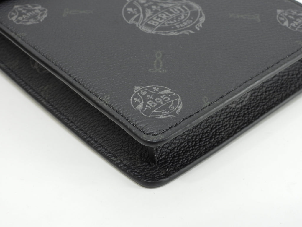 Berluti mini pochette Signature in pelle nera e marrone borsa a tracolla portacellulare, ottime condizioni @G0220