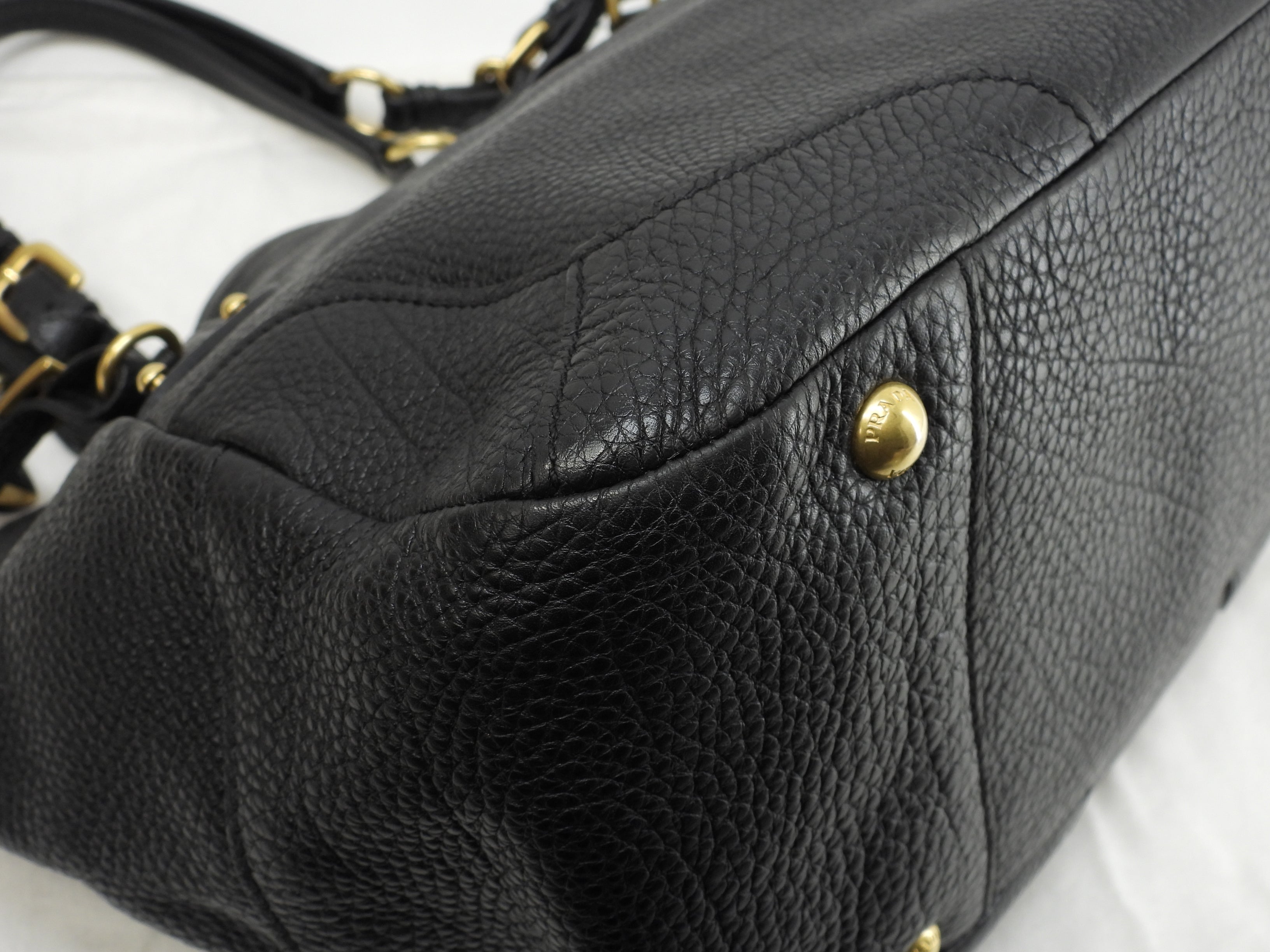 Borsa tote Prada in pelle Taurillon nera, borsa a mano, borsa a tracolla, come nuova@158 3