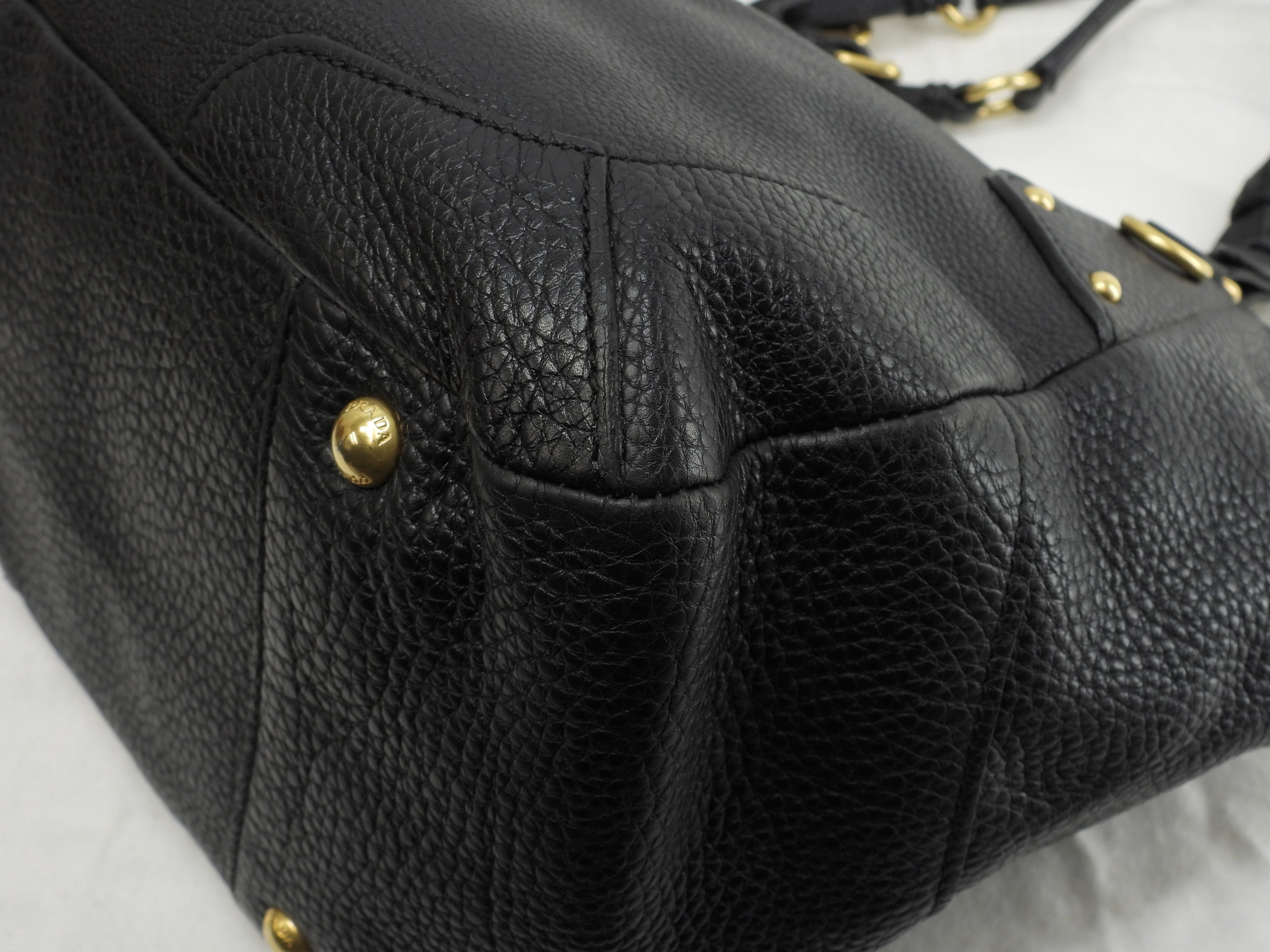 Borsa tote Prada in pelle Taurillon nera, borsa a mano, borsa a tracolla, come nuova@158 3