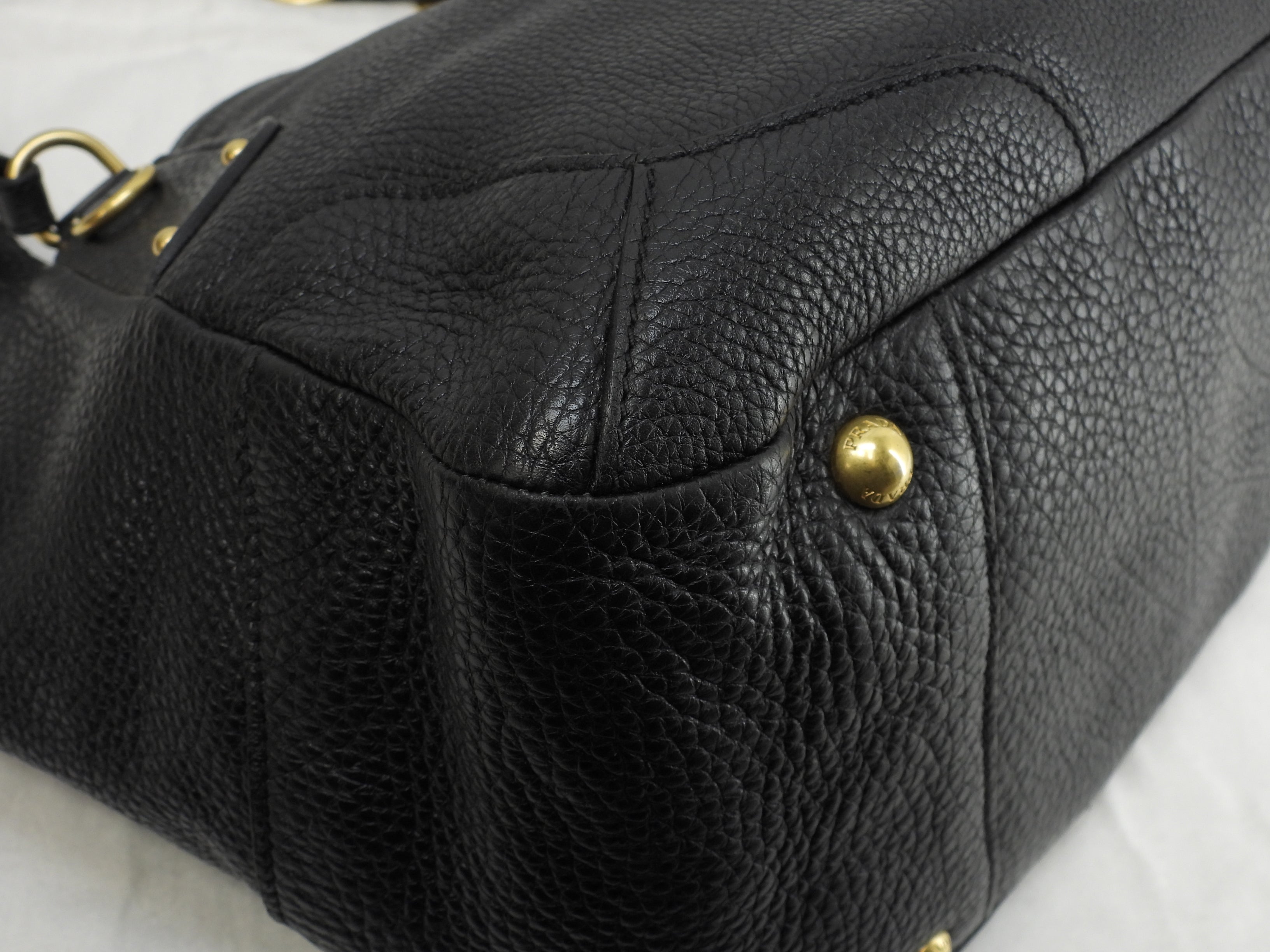 Borsa tote Prada in pelle Taurillon nera, borsa a mano, borsa a tracolla, come nuova@158 3