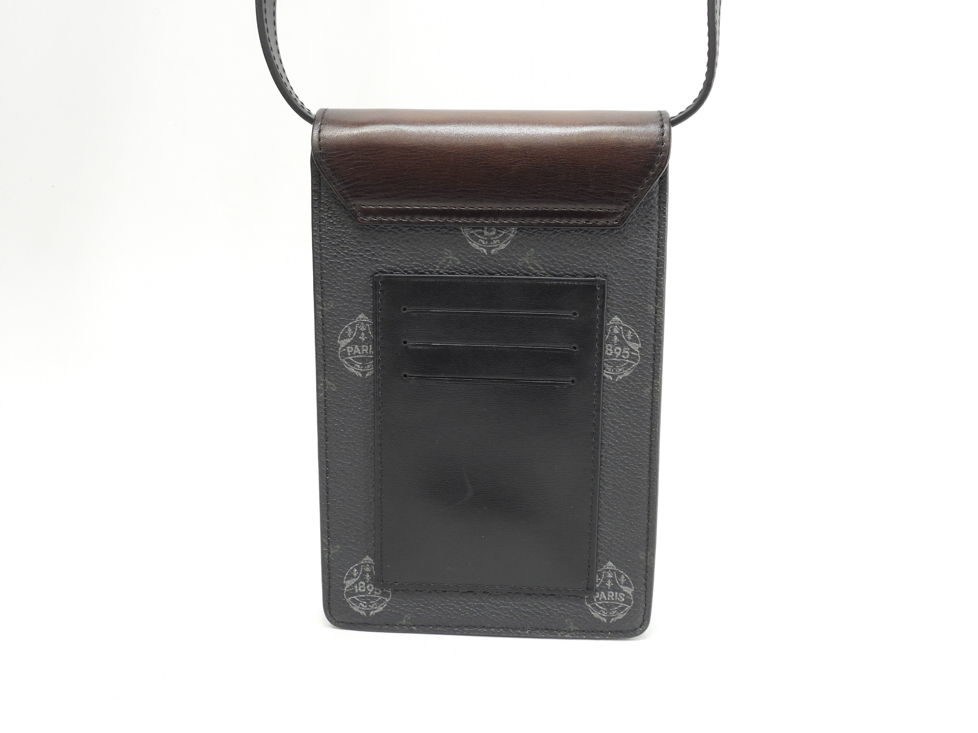 Berluti mini pochette Signature in pelle nera e marrone borsa a tracolla portacellulare, ottime condizioni @G0220