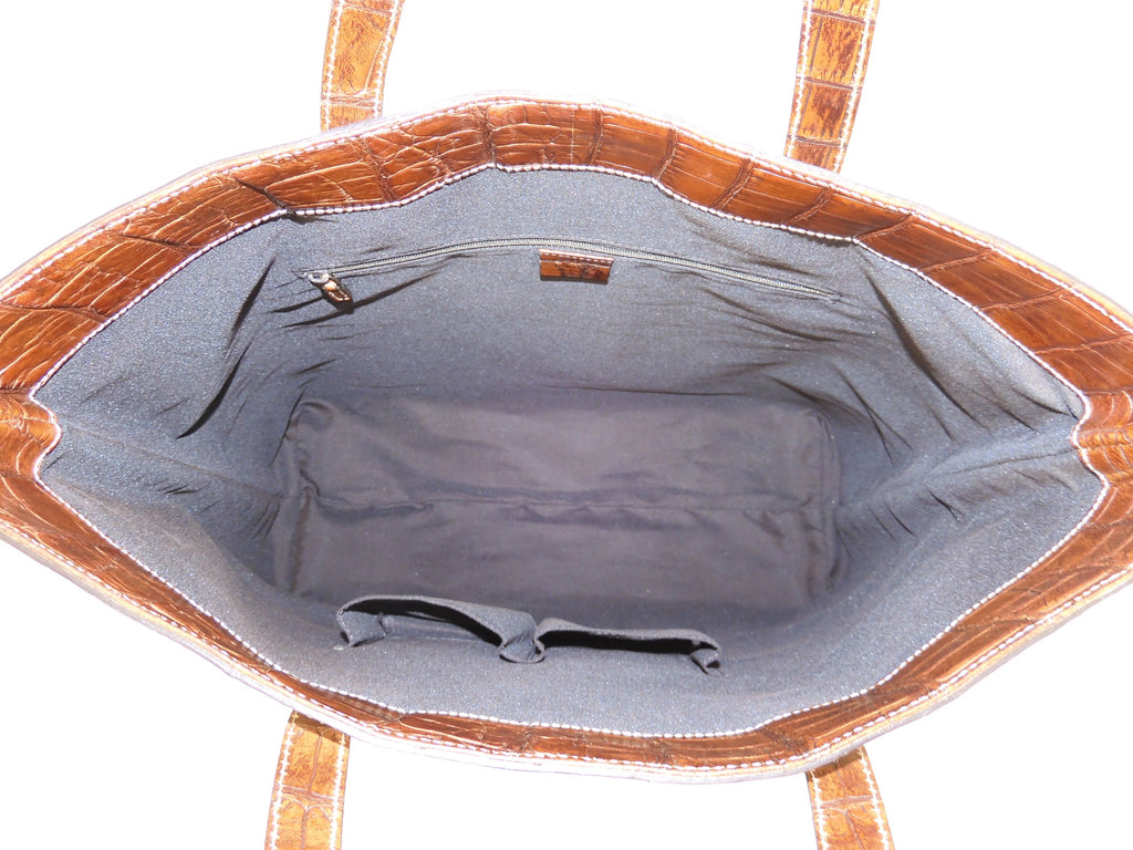 Borsa tote grande da uomo Gucci in denim GG marrone con manico in coccodrillo - Ottime condizioni @ 1