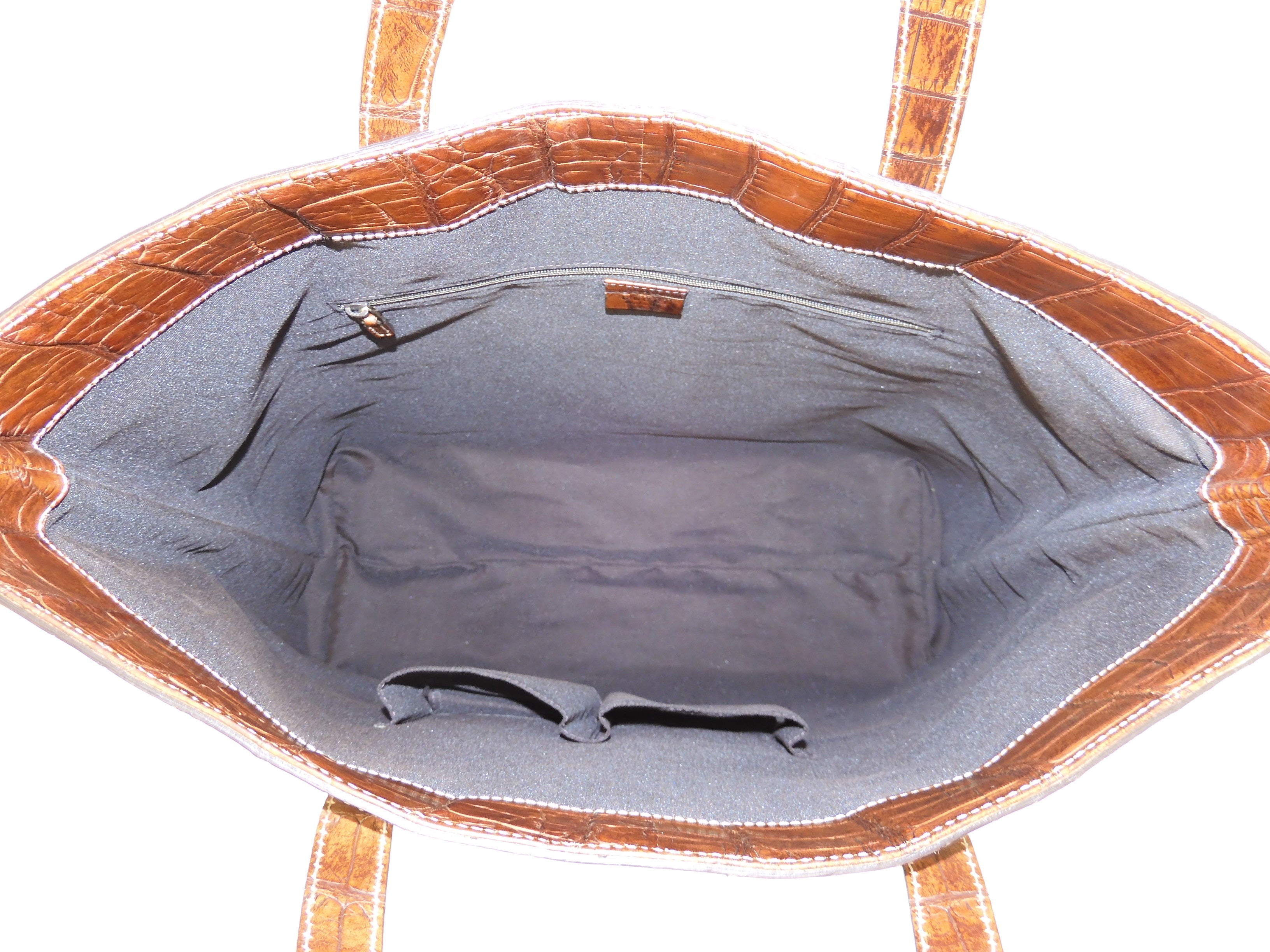 Borsa tote grande da uomo Gucci in denim GG marrone con manico in coccodrillo - Ottime condizioni @ 1