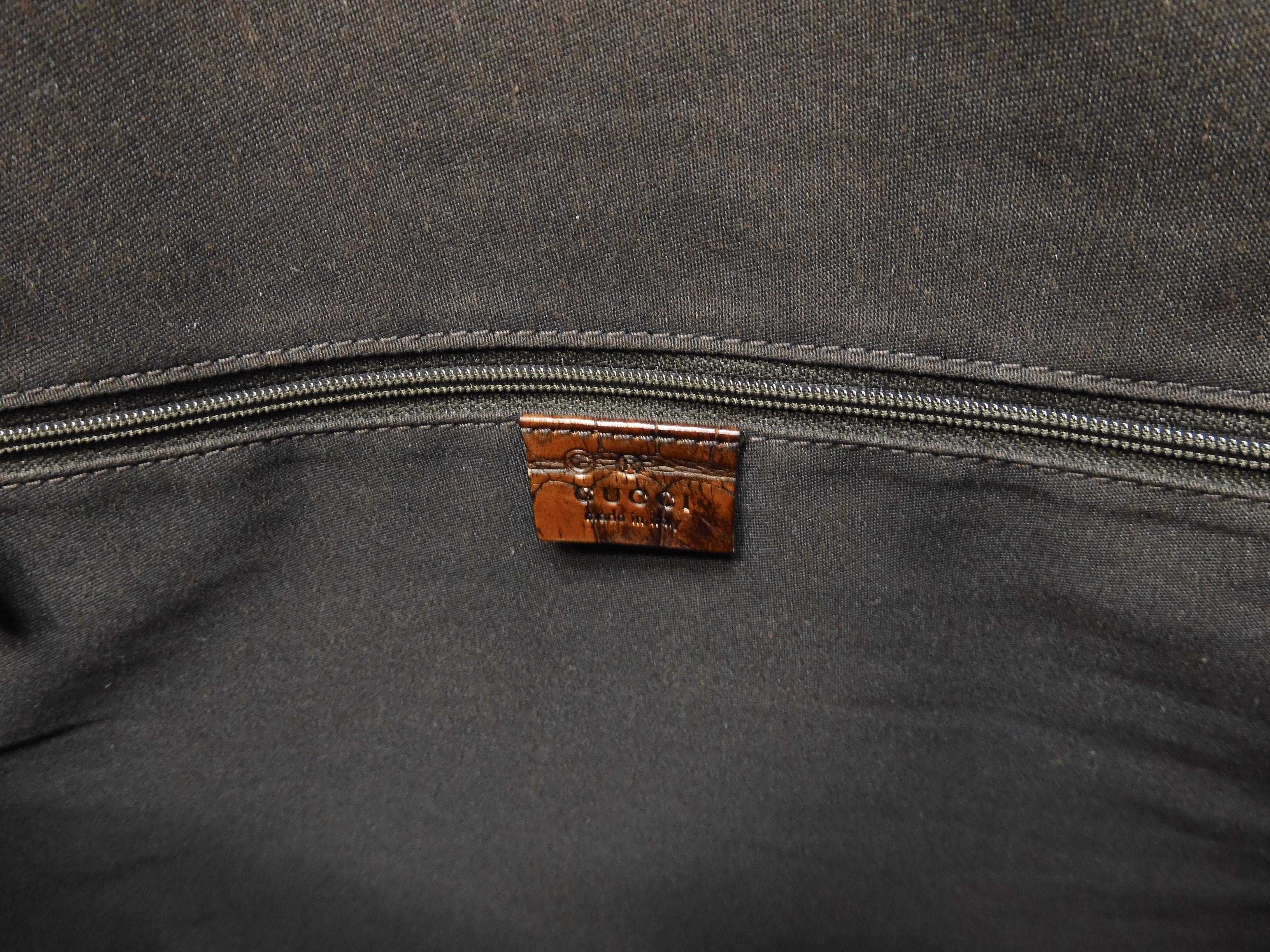 Borsa tote grande da uomo Gucci in denim GG marrone con manico in coccodrillo - Ottime condizioni @ 1