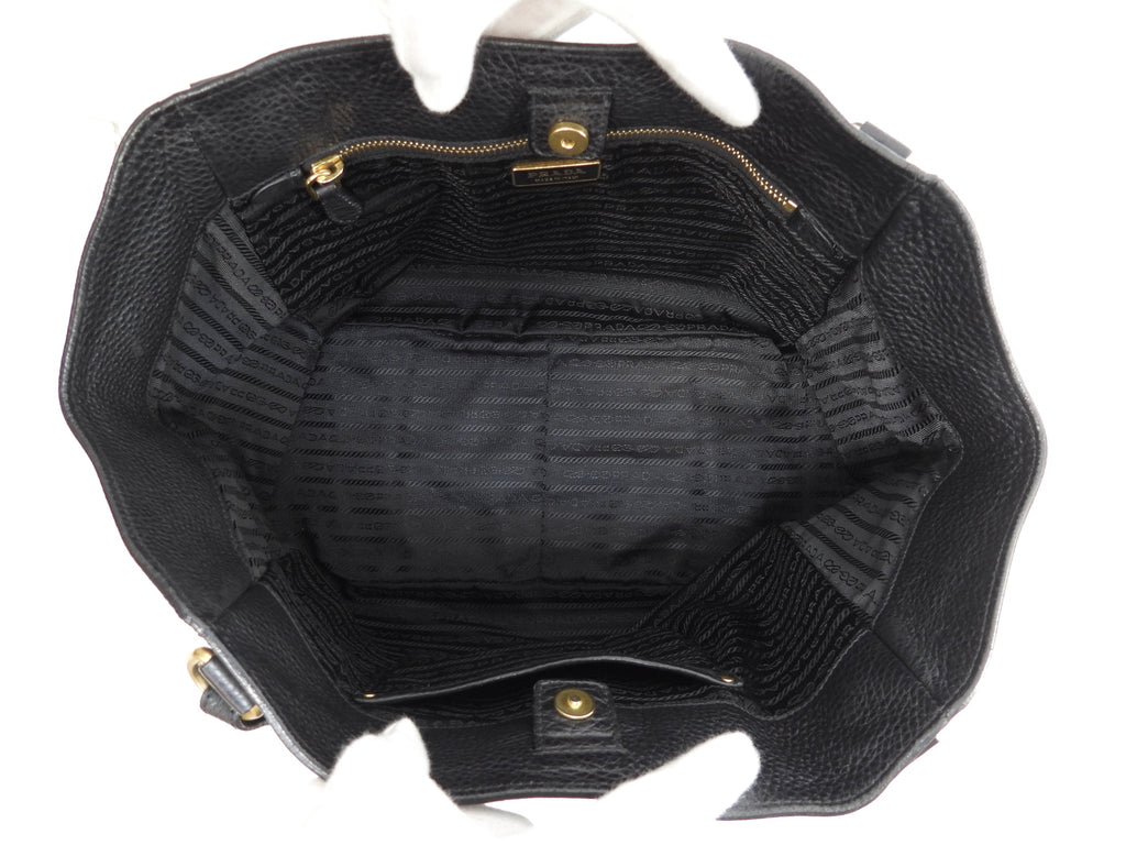 Borsa tote Prada in pelle Taurillon nera, borsa a mano, borsa a tracolla, come nuova@158 3
