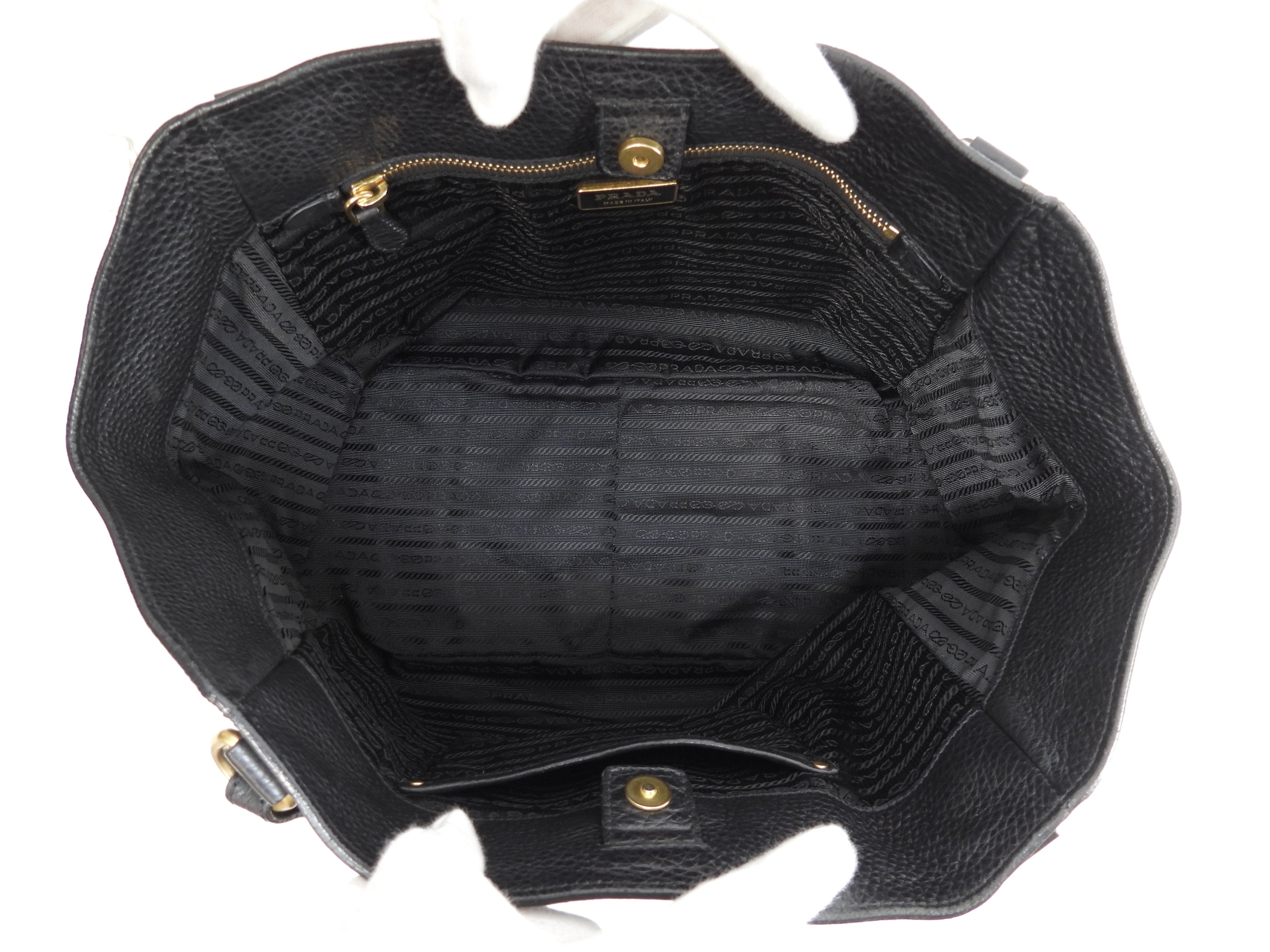 Borsa tote Prada in pelle Taurillon nera, borsa a mano, borsa a tracolla, come nuova@158 3