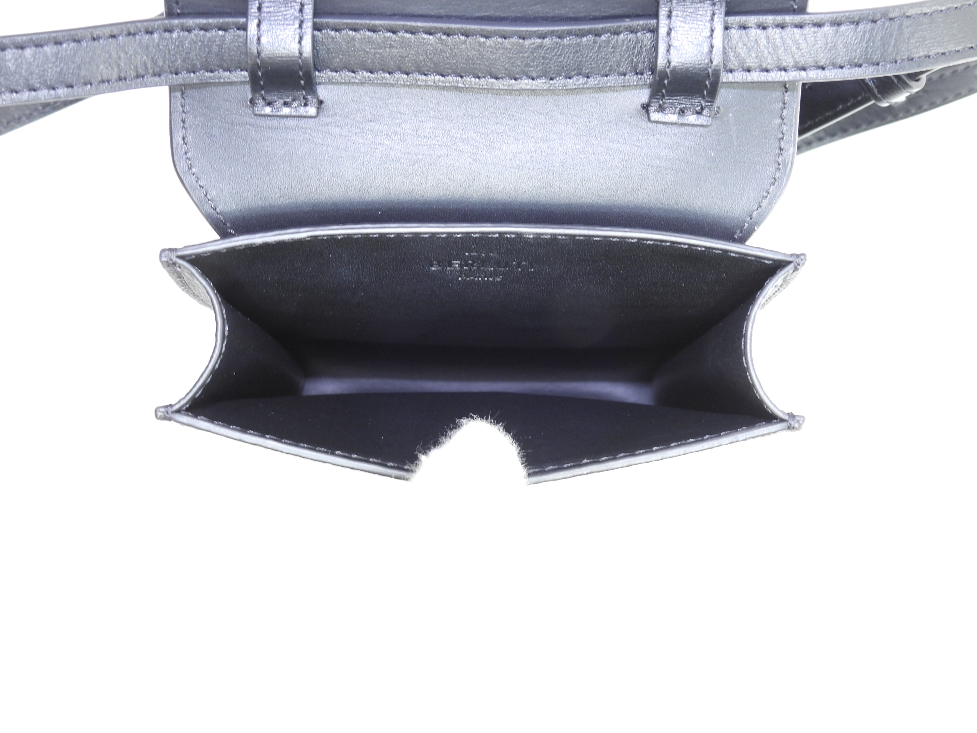 Berluti mini pochette Signature in pelle nera e marrone borsa a tracolla portacellulare, ottime condizioni @G0220