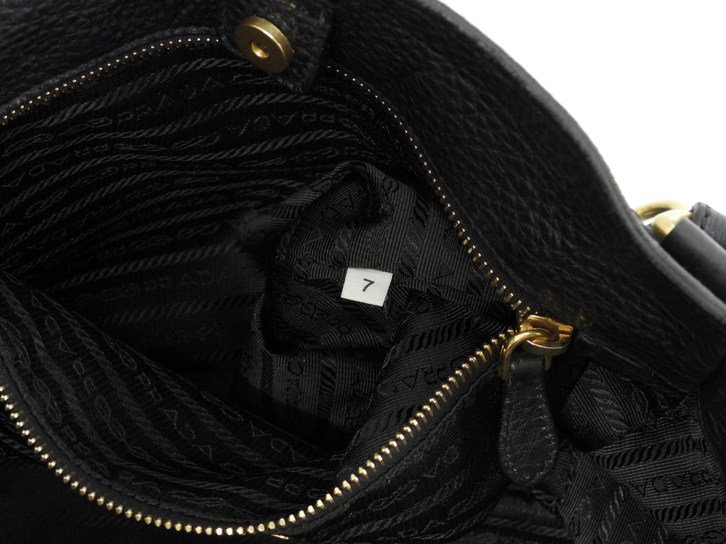 Borsa tote Prada in pelle Taurillon nera, borsa a mano, borsa a tracolla, come nuova@158 3