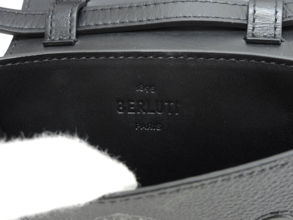 Berluti mini pochette Signature in pelle nera e marrone borsa a tracolla portacellulare, ottime condizioni @G0220