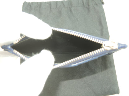 Saint Laurent Portacarte YSL in pelle effetto coccodrillo blu con scomparti per carte e portamonete @MRT458583-0718