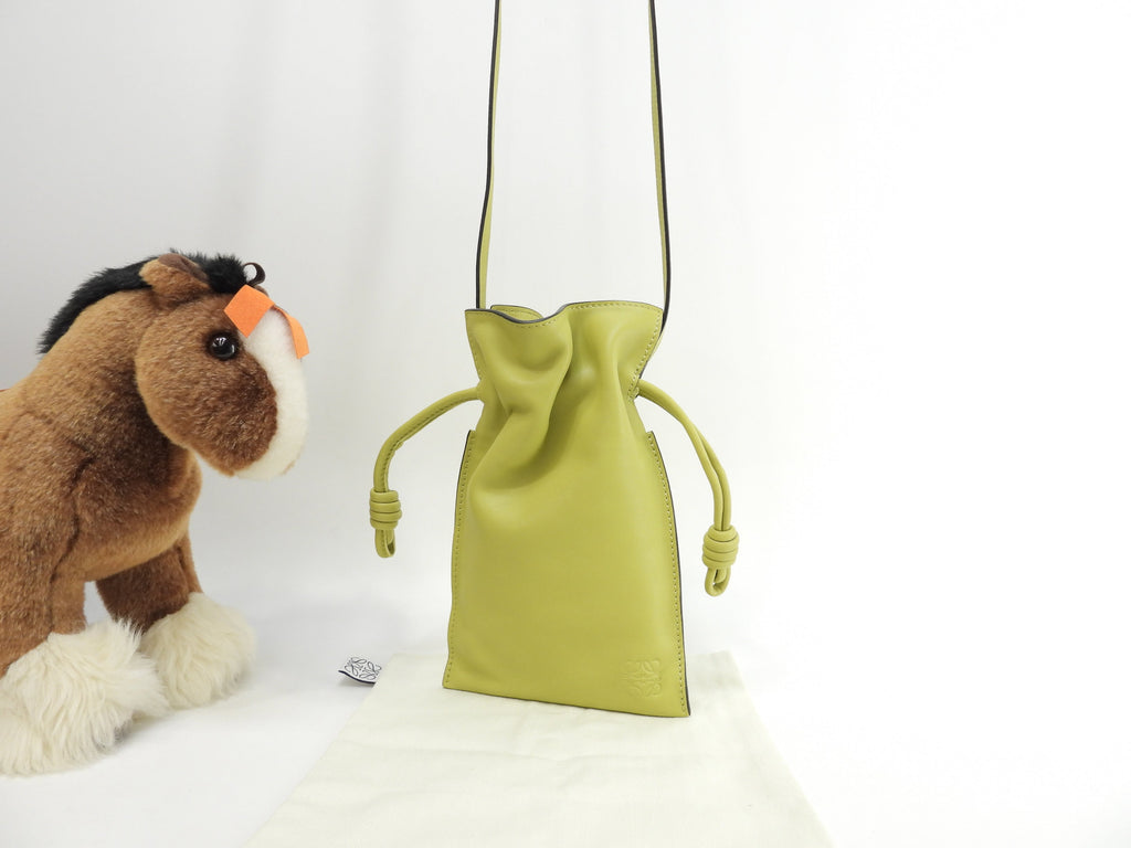 Loewe mini pochette Flamenco Pocket in pelle gialla, borsa a tracolla, custodia per telefono, mai usata @522145