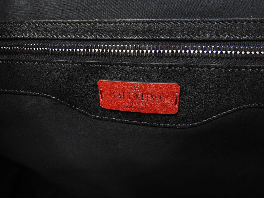 Valentino borsa tote da uomo VLTN in pelle nera con tracolla, come nuova @ 10
