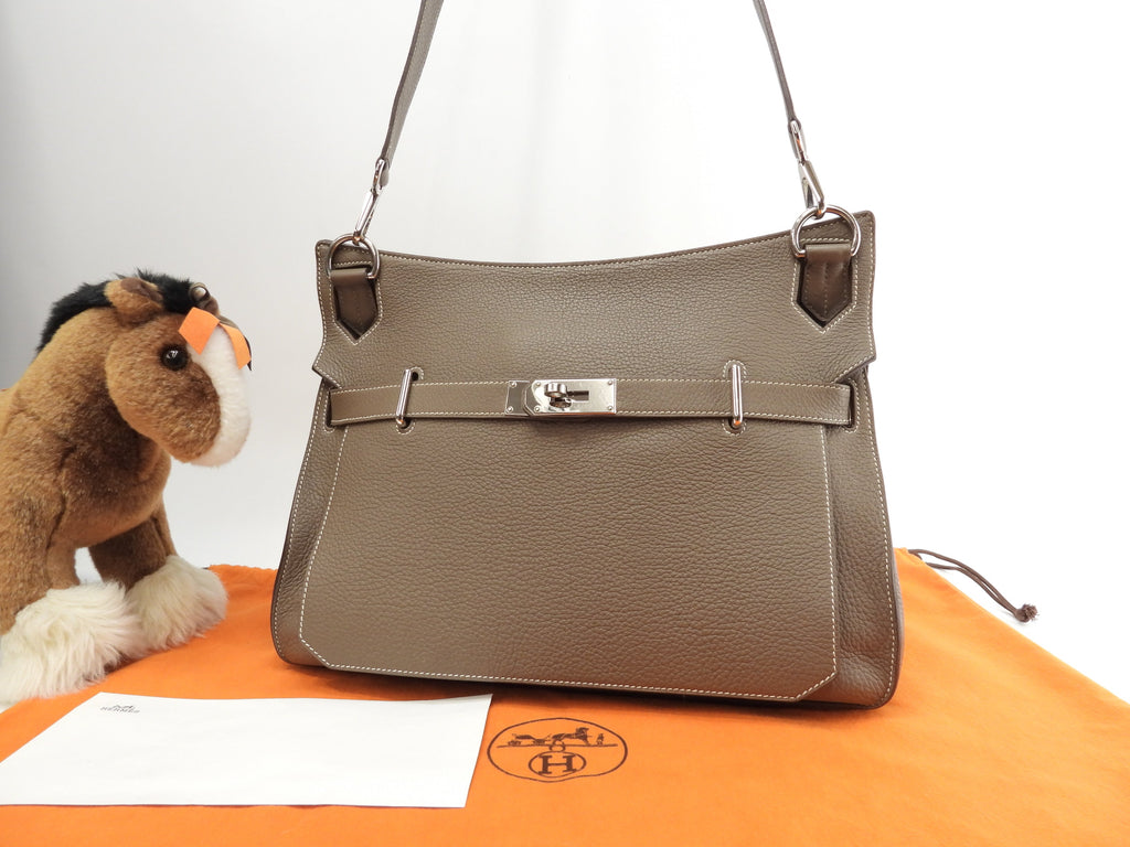 Hermes Gypsiere 37 in Taurillon Clemence, colore Etoupe, borsa a tracolla, cross-body, in ottime condizioni, @□N 4