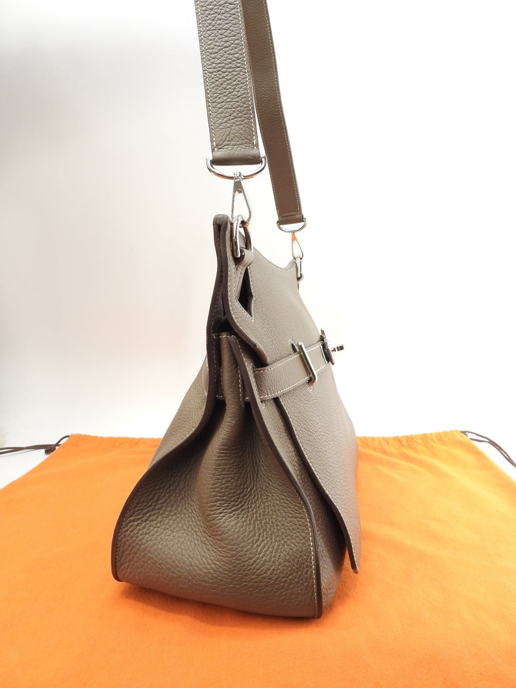 Hermes Gypsiere 37 in Taurillon Clemence, colore Etoupe, borsa a tracolla, cross-body, in ottime condizioni, @□N 4