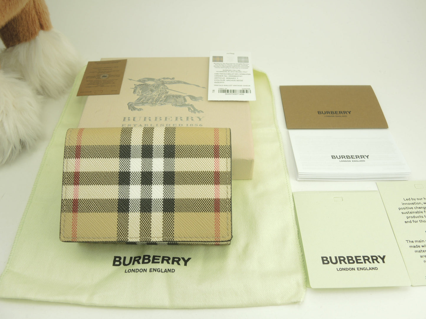 Burberry Mini portafoglio a scacchi in PVC/pelle Portafoglio a 3 ante Piccolo portafoglio Inutilizzato@MDTITSIC70CHI