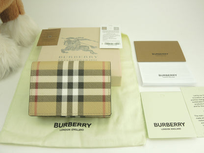 Burberry Mini portafoglio a scacchi in PVC/pelle Portafoglio a 3 ante Piccolo portafoglio Inutilizzato@MDTITSIC70CHI