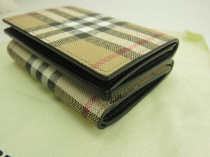 Burberry Mini portafoglio a scacchi in PVC/pelle Portafoglio a 3 ante Piccolo portafoglio Inutilizzato@MDTITSIC70CHI