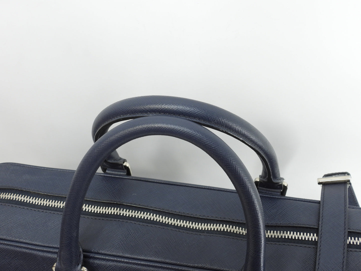 Cartella Prada con tracolla Saffiano blu borsa documenti astuccio documenti, ottime condizioni@7/R164