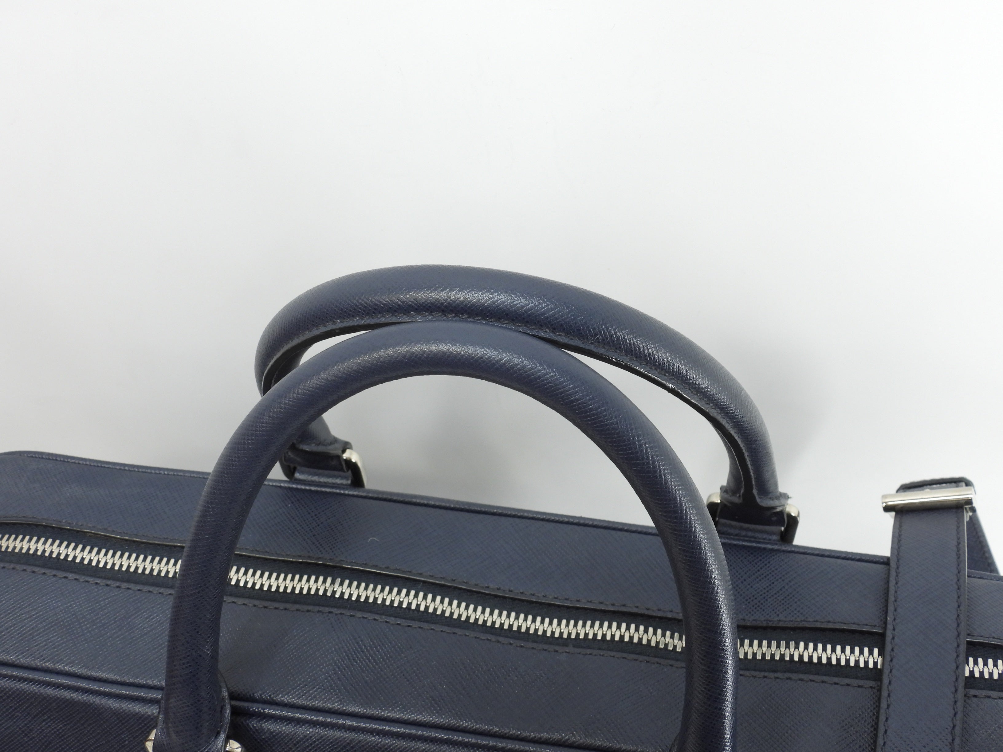Cartella Prada con tracolla Saffiano blu borsa documenti astuccio documenti, ottime condizioni@7/R164