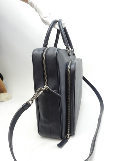 Cartella Prada con tracolla Saffiano blu borsa documenti astuccio documenti, ottime condizioni@7/R164