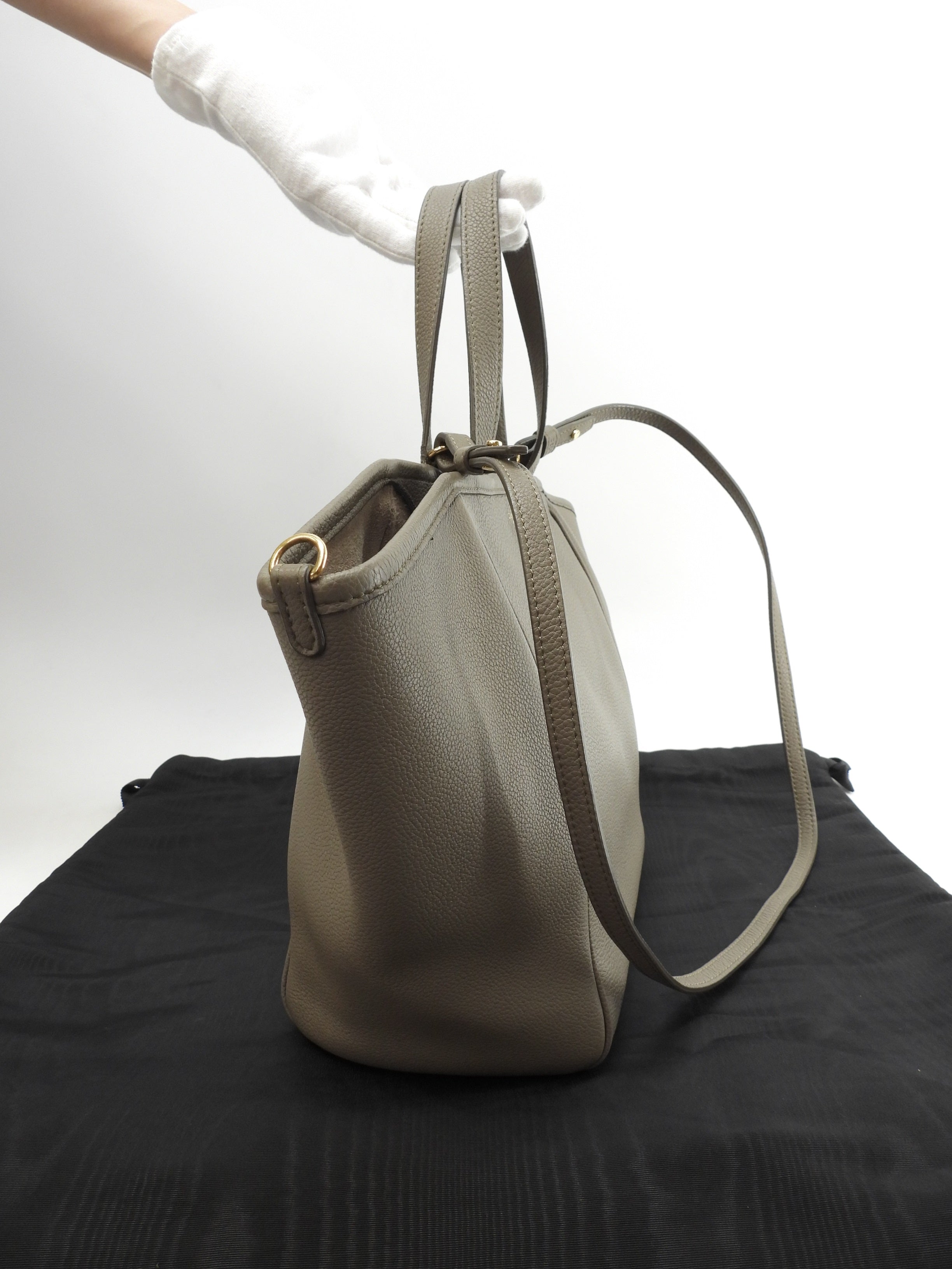 Celine Folded Cabas Small pelle grigio mini tote bag borsa a mano@S-SL-4280