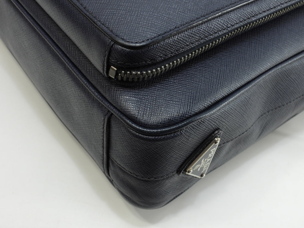 Cartella Prada con tracolla Saffiano blu borsa documenti astuccio documenti, ottime condizioni@7/R164