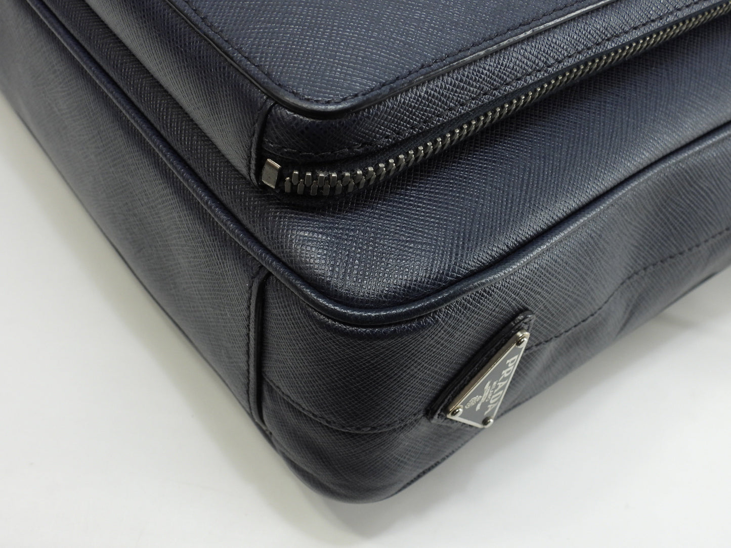 Cartella Prada con tracolla Saffiano blu borsa documenti astuccio documenti, ottime condizioni@7/R164