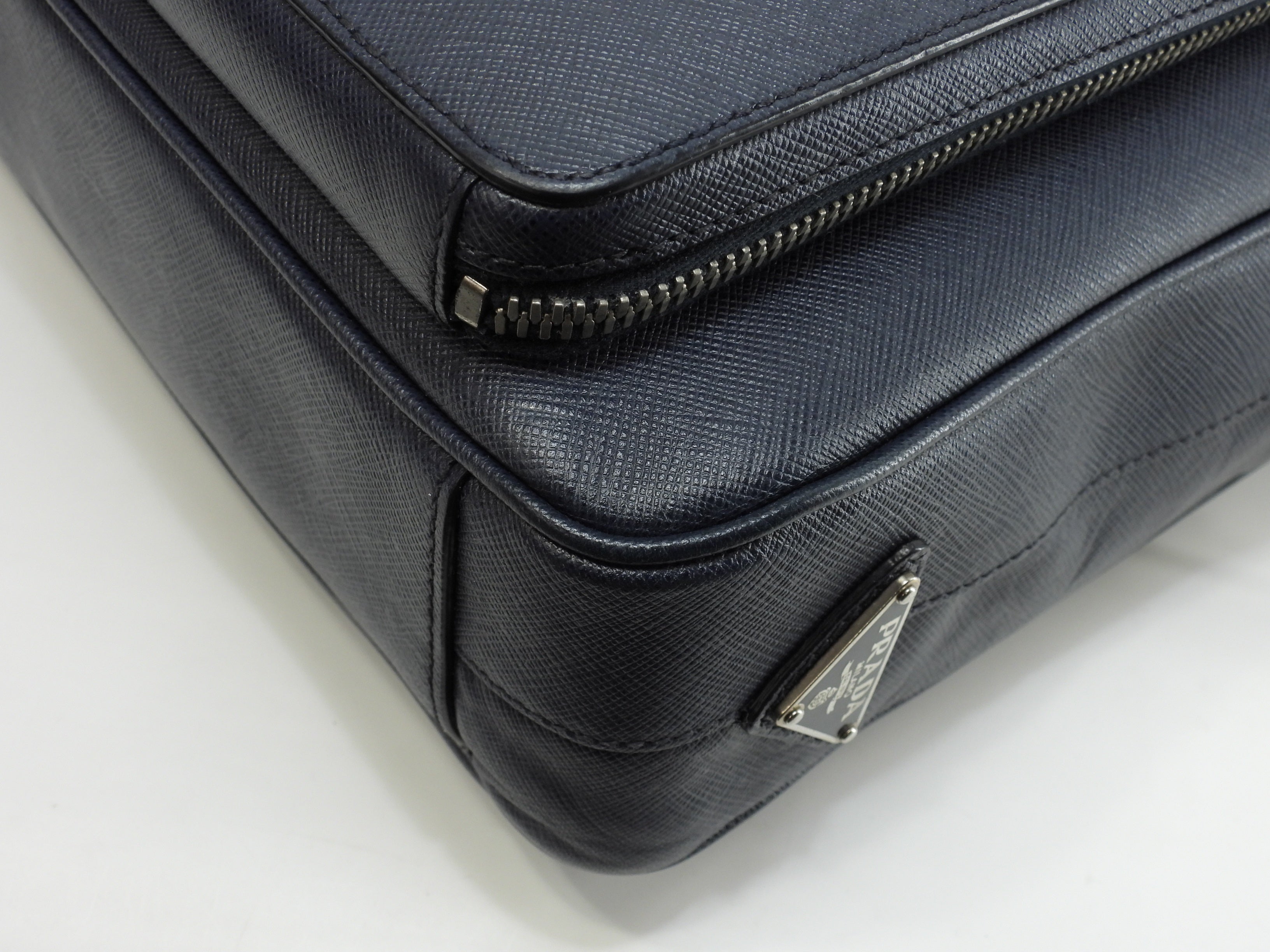 Cartella Prada con tracolla Saffiano blu borsa documenti astuccio documenti, ottime condizioni@7/R164