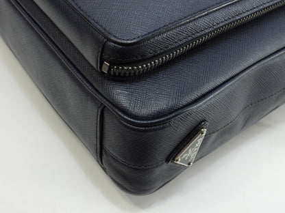 Cartella Prada con tracolla Saffiano blu borsa documenti astuccio documenti, ottime condizioni@7/R164