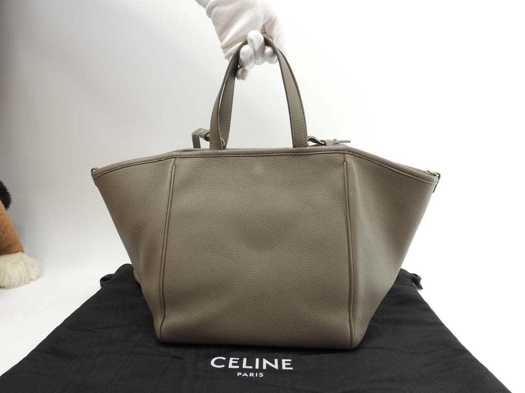 Celine Folded Cabas Small pelle grigio mini tote bag borsa a mano@S-SL-4280