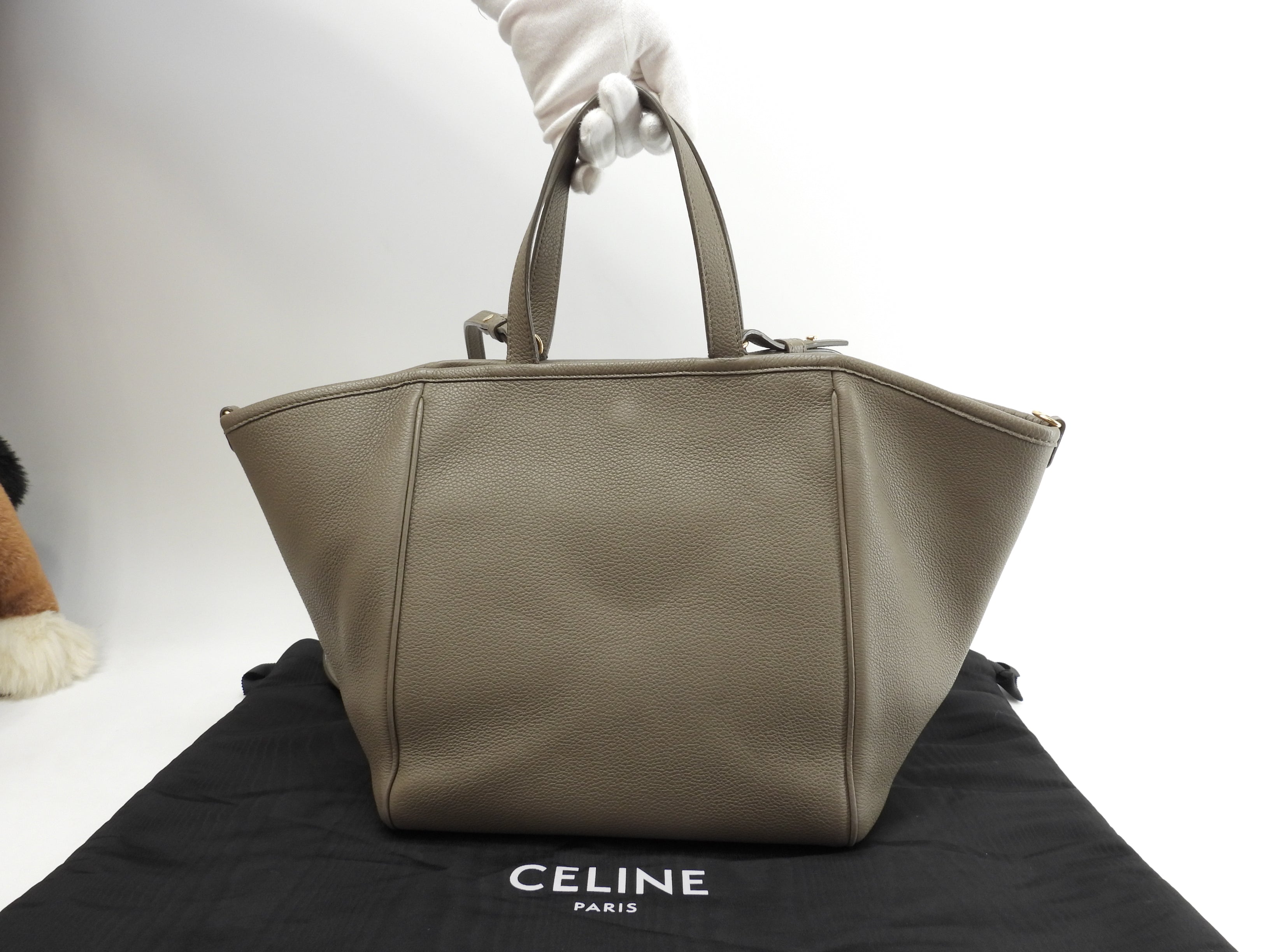 Celine Folded Cabas Small pelle grigio mini tote bag borsa a mano@S-SL-4280