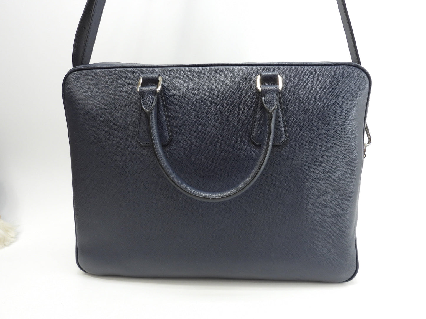Cartella Prada con tracolla Saffiano blu borsa documenti astuccio documenti, ottime condizioni@7/R164