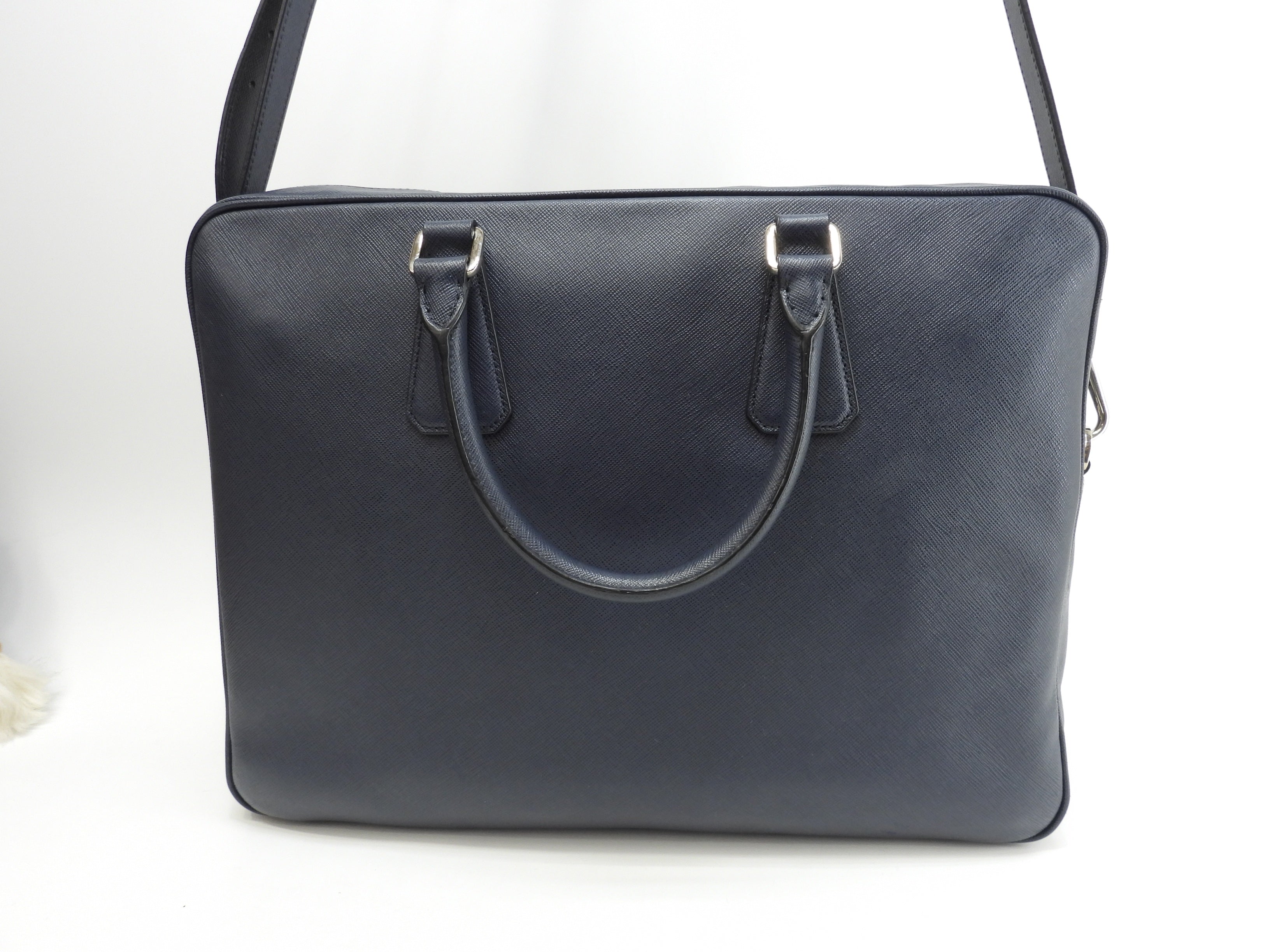 Cartella Prada con tracolla Saffiano blu borsa documenti astuccio documenti, ottime condizioni@7/R164