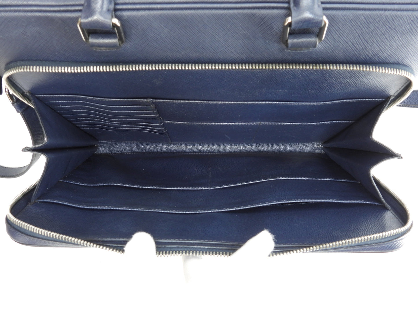 Cartella Prada con tracolla Saffiano blu borsa documenti astuccio documenti, ottime condizioni@7/R164