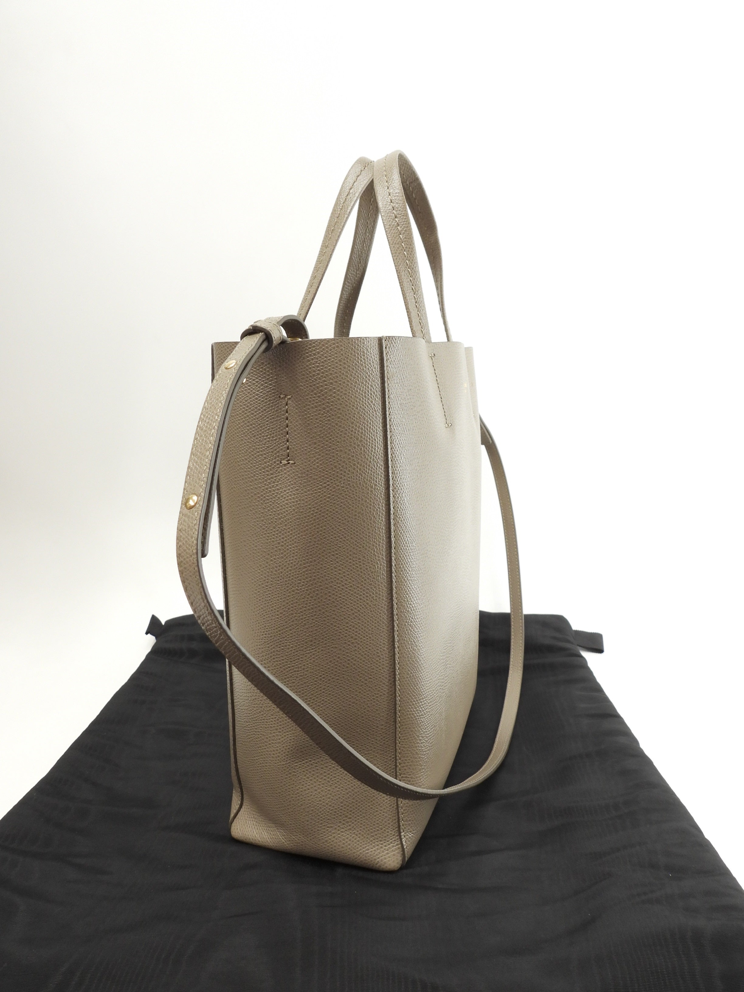 CELINE Cabas Small Vertical Borsa a mano in pelle grigia con tracolla Pochette @W-CU-8210