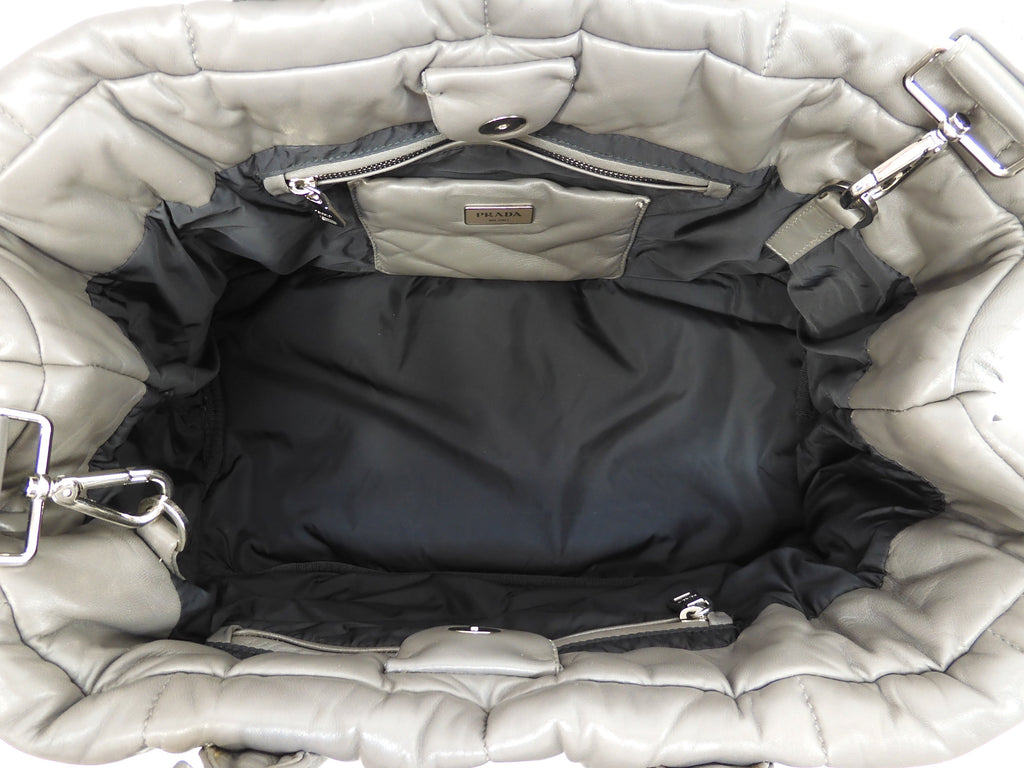 Prada Canapa GM con s Bomba in pelle di agnello grigia Borsa a mano grande con tracolla Ottime condizioni @ 11