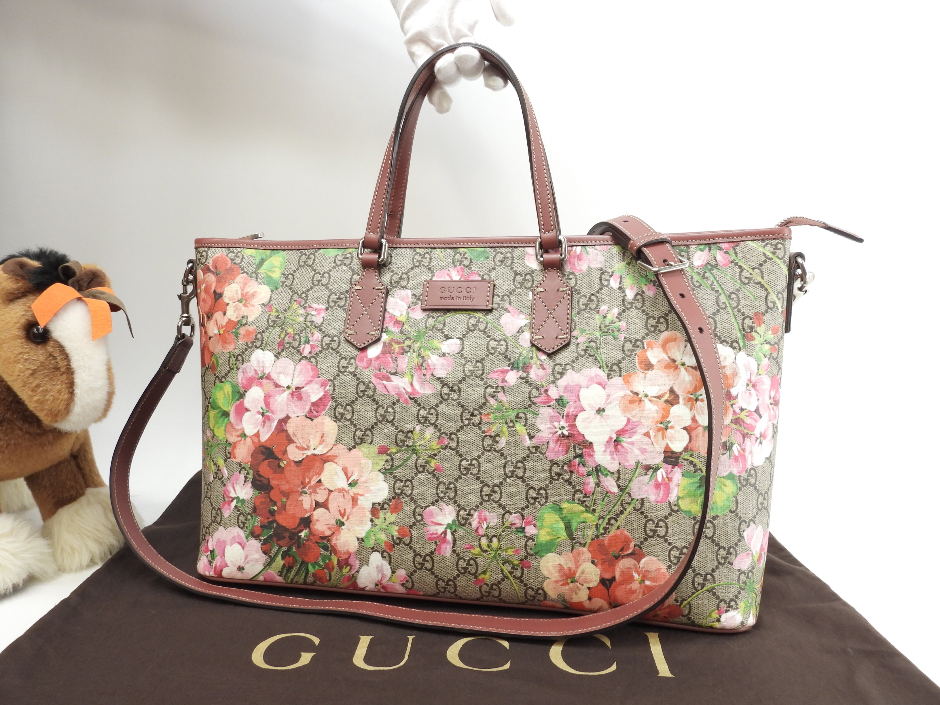 Borsa tote con manici Gucci Blooms Soft GG grigia floreale, in condizioni eccellenti@ 5