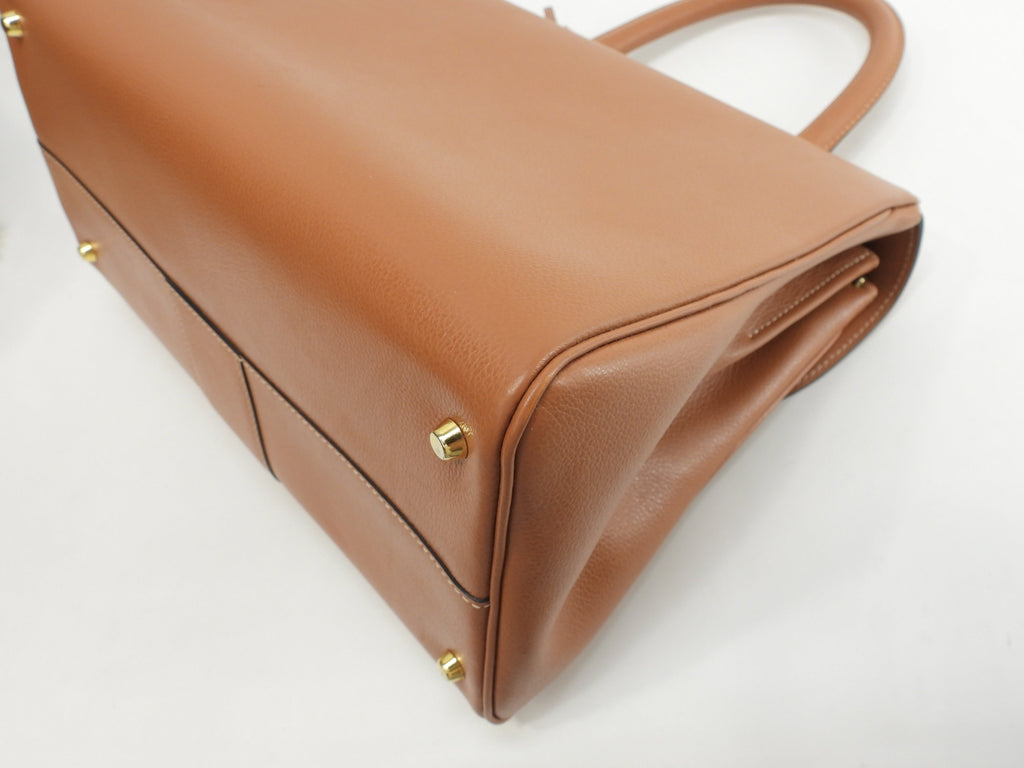 Delvaux Brillant MM Pelle Marrone Borsa a mano Top handle Ottime condizioni@ 323