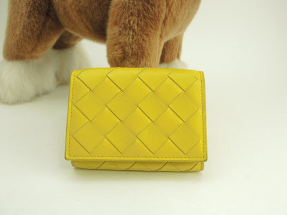 Bottega Veneta Mini Portafoglio, interno Intrecciato, Pelle Gialla, Portafoglio Compatto @P01444702Q