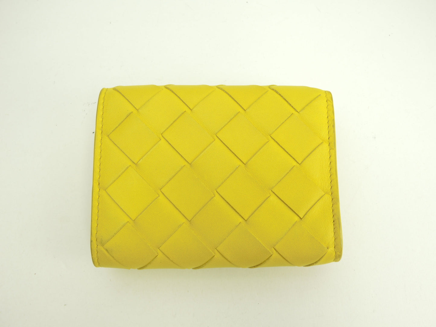 Bottega Veneta Mini Portafoglio, interno Intrecciato, Pelle Gialla, Portafoglio Compatto @P01444702Q