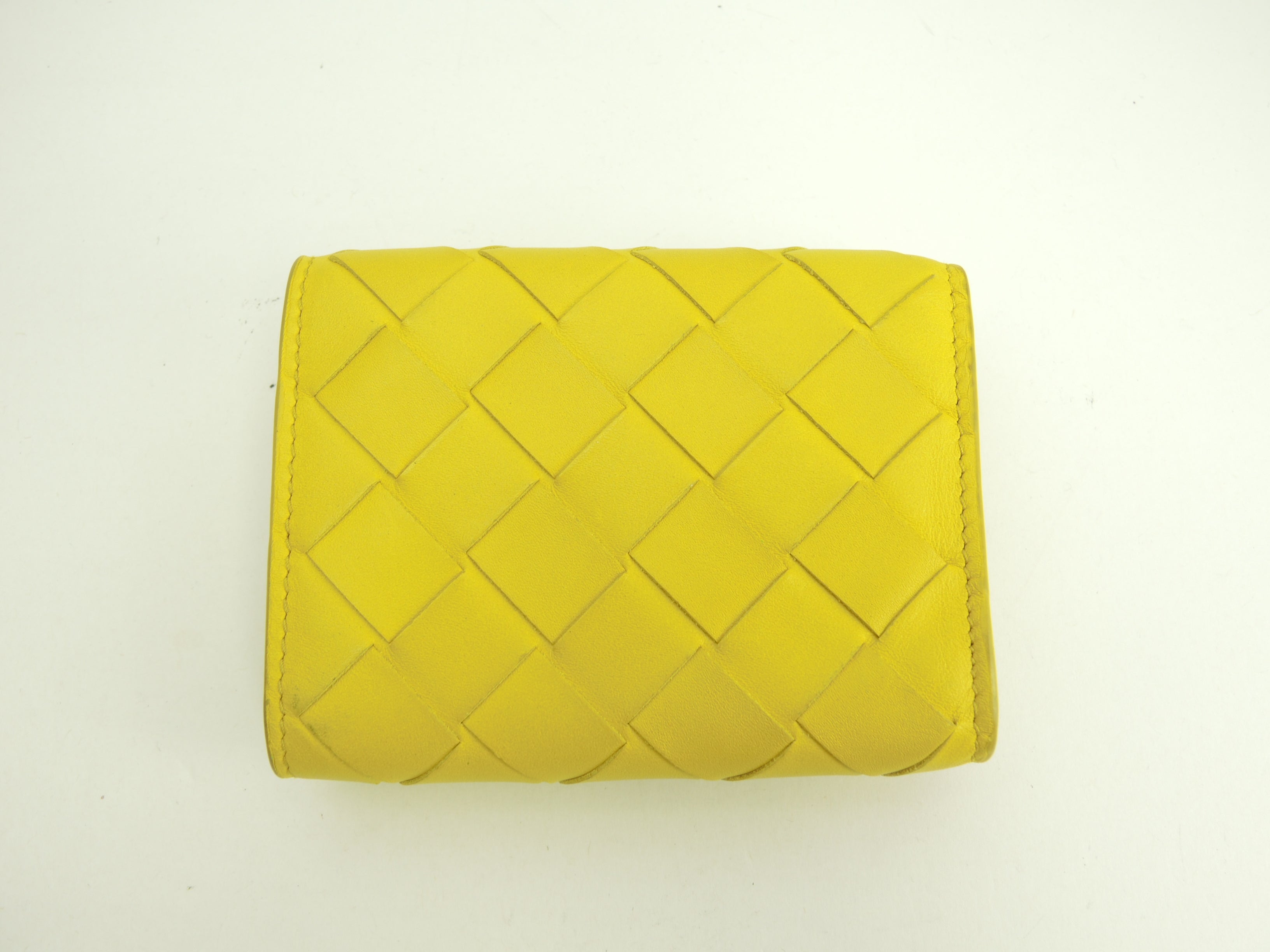 Bottega Veneta Mini Portafoglio, interno Intrecciato, Pelle Gialla, Portafoglio Compatto @P01444702Q