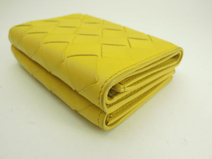 Bottega Veneta Mini Portafoglio, interno Intrecciato, Pelle Gialla, Portafoglio Compatto @P01444702Q