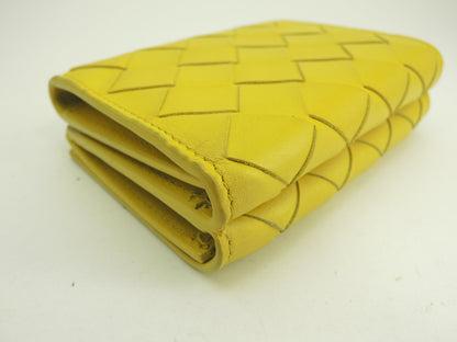 Bottega Veneta Mini Portafoglio, interno Intrecciato, Pelle Gialla, Portafoglio Compatto @P01444702Q