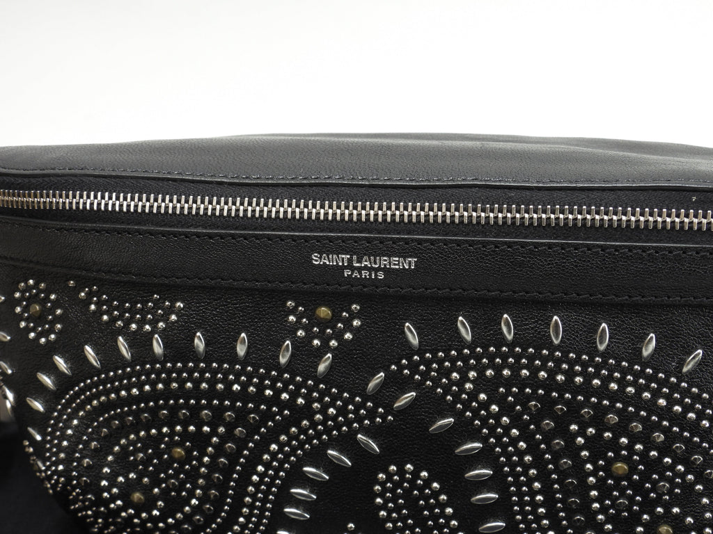 Saint Laurent marsupio City in pelle nera, edizione limitata, borsa a tracolla con borchie, condizioni eccellenti @ 1