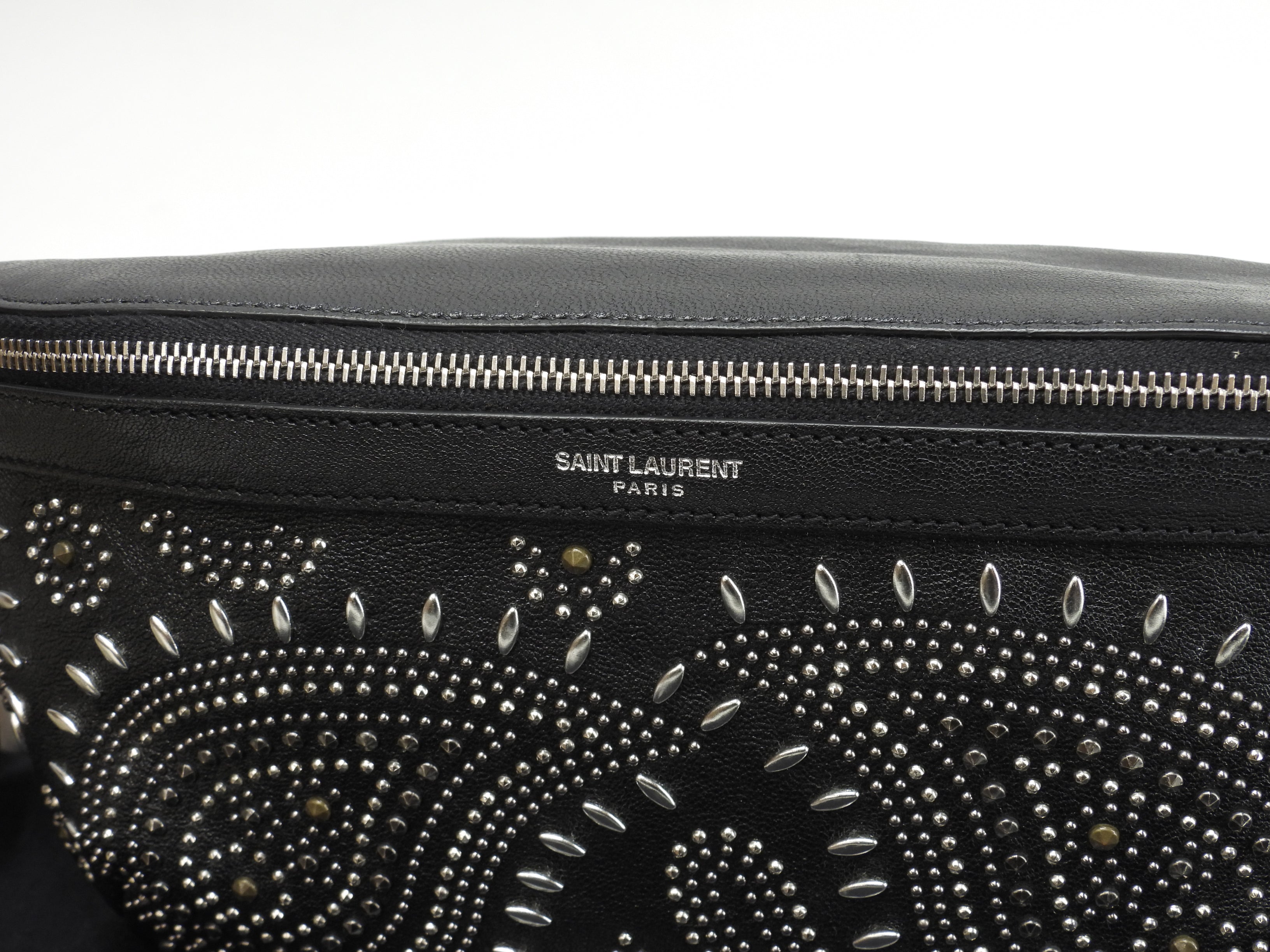 Saint Laurent marsupio City in pelle nera, edizione limitata, borsa a tracolla con borchie, condizioni eccellenti @ 1