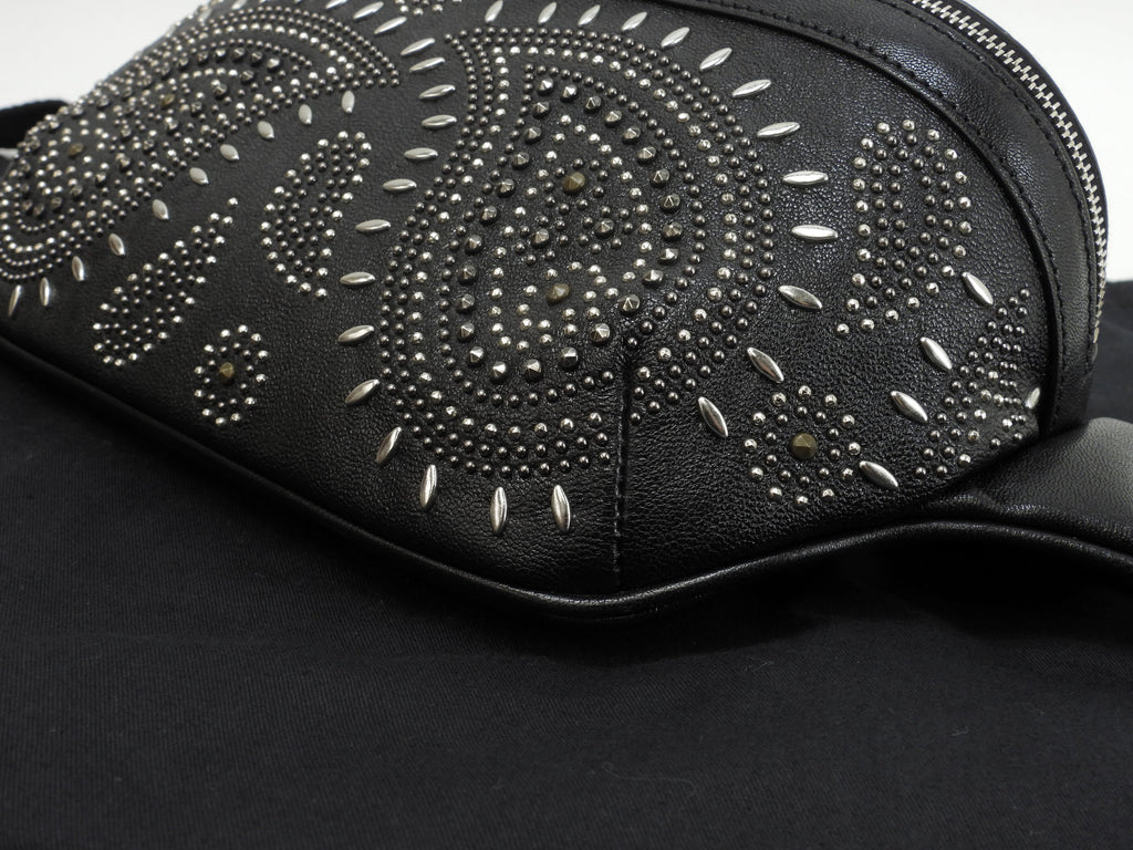 Saint Laurent marsupio City in pelle nera, edizione limitata, borsa a tracolla con borchie, condizioni eccellenti @ 1