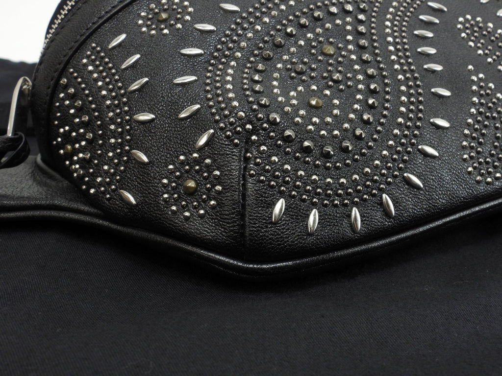 Saint Laurent marsupio City in pelle nera, edizione limitata, borsa a tracolla con borchie, condizioni eccellenti @ 1