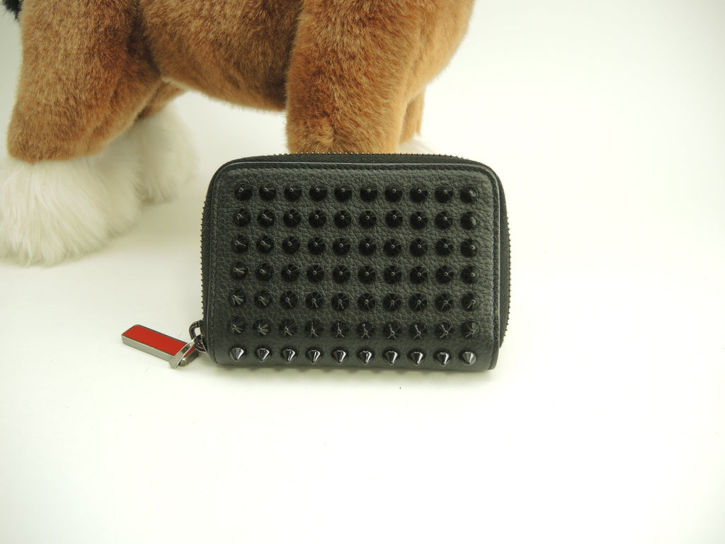 Christian Louboutin portamonete Panettone borchie in pelle nera usato @ 1