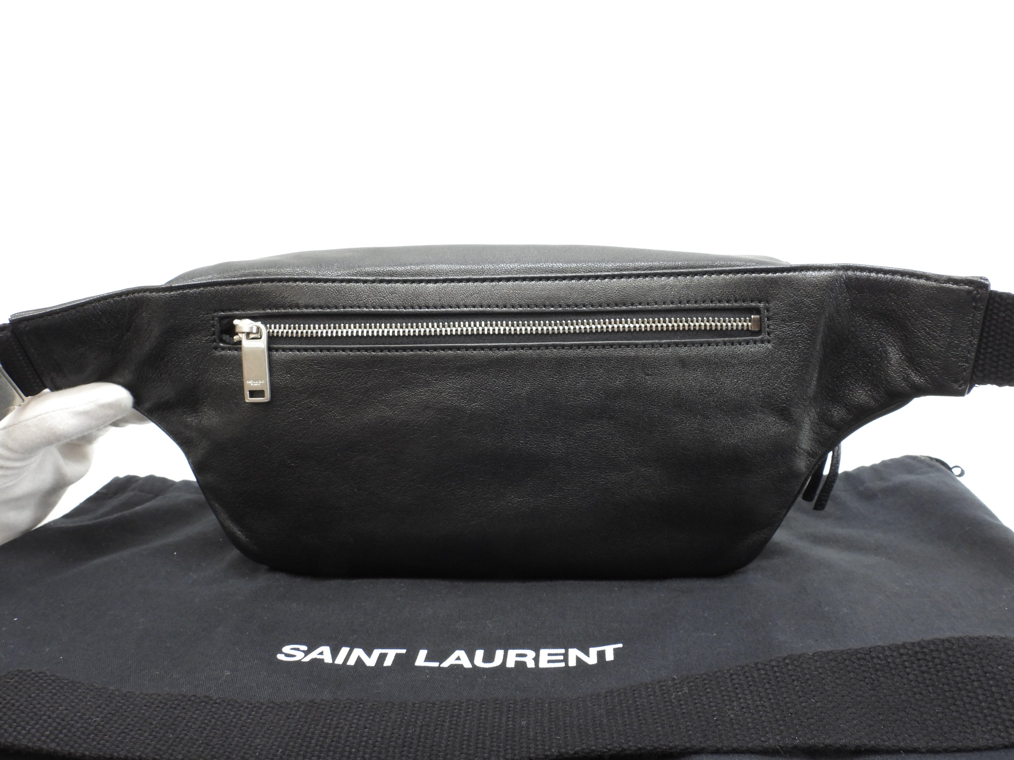 Saint Laurent marsupio City in pelle nera, edizione limitata, borsa a tracolla con borchie, condizioni eccellenti @ 1