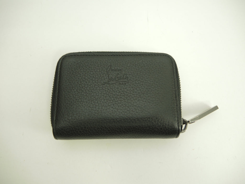 Christian Louboutin portamonete Panettone borchie in pelle nera usato @ 1